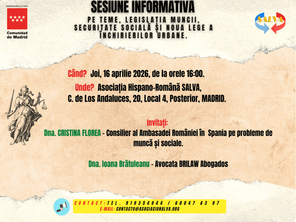 sesiune informativă Legislația muncii, asistență socială și noua Lege a Închirierilor Urbane., RO, A4, 2026