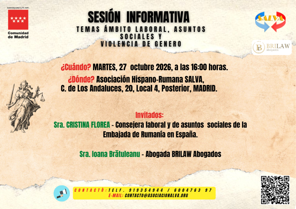 sesión informativa temas ÁMBITO LABORAL, ASUNTOS SOCIALES y violencia de genero 27.10.2026